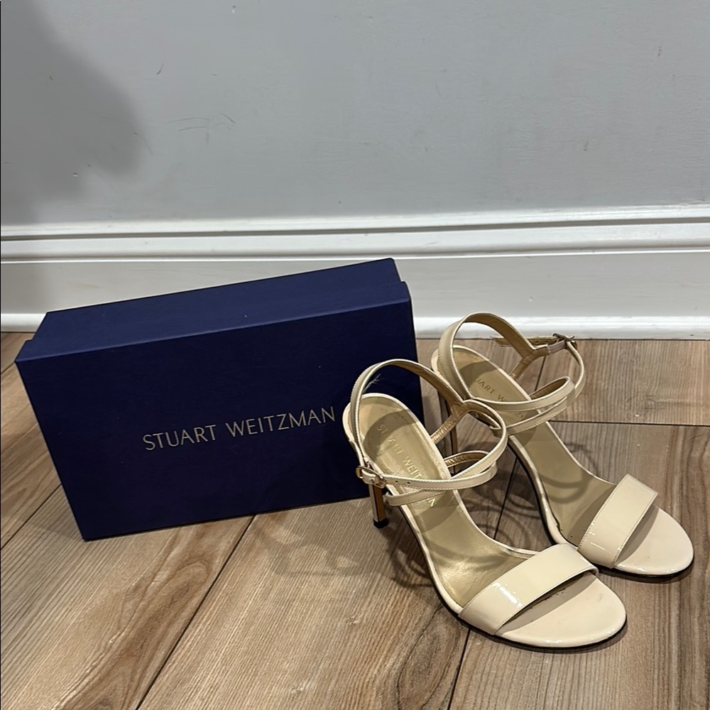 Stuart Weitzman Cream Heels Elegant Strappy Design
